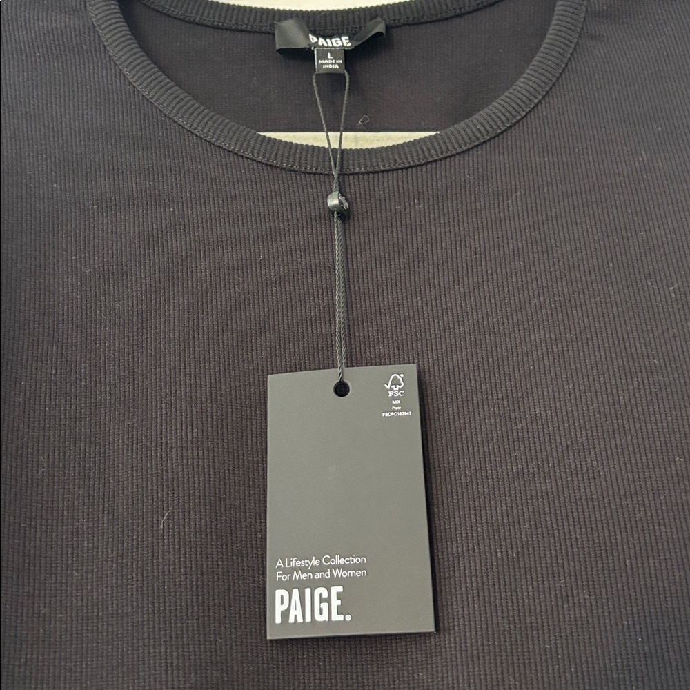 Paige NWT Marina Puff Sleeve Ribbed Top in Black Size Large - Picture 4 of 9